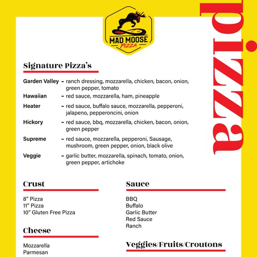 Mad Moose Pizza- Menu- Design by ✦ORNEI✦