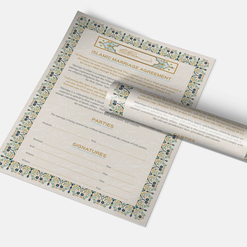 Design A Beautiful Islamic Marriage Agreement Document Template Design by G-r-a-p-h▼