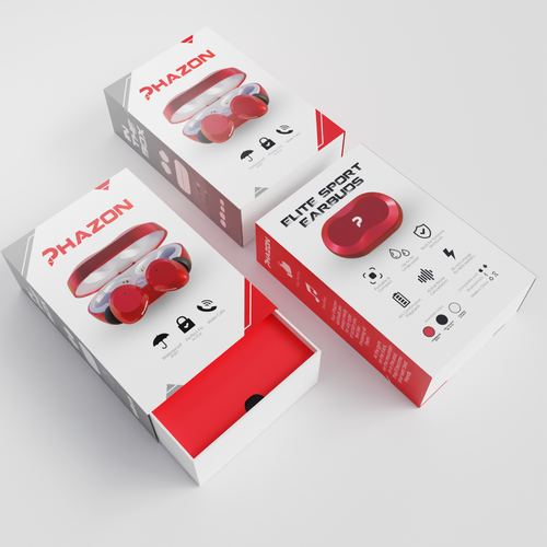 Wireless earbuds packaging box sleeve design Design by i•d•a•d