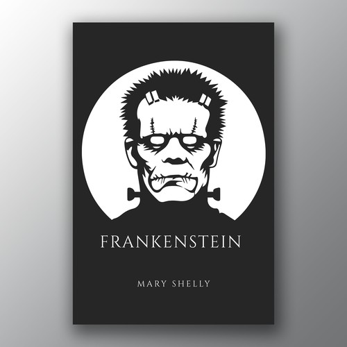 Design a book cover for an unique edition of Frankenstein, fully printed on black paper Design by Brandkore™