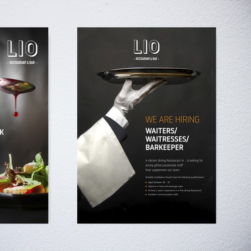 Job recruitment Poster for modern Premium Restaurant Design by NJ-ARTS’ STUDIO