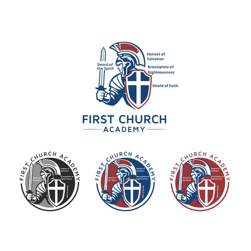 Christian school logo incorporate the armor of God and names of the pieces Design by sloba0512