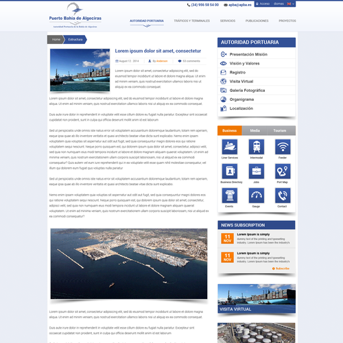 New website design for an important seaport Diseño de Pinku