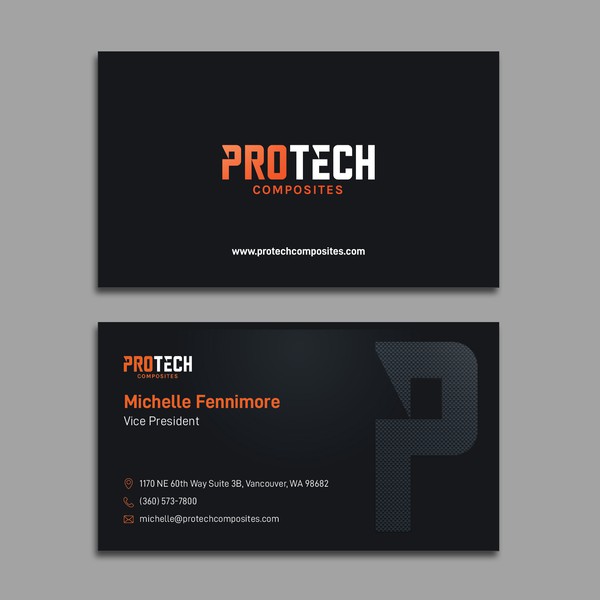 A sleek, industrial, black business card