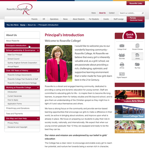 SharePoint Intranet Design for Private Girls School Design by rain is well