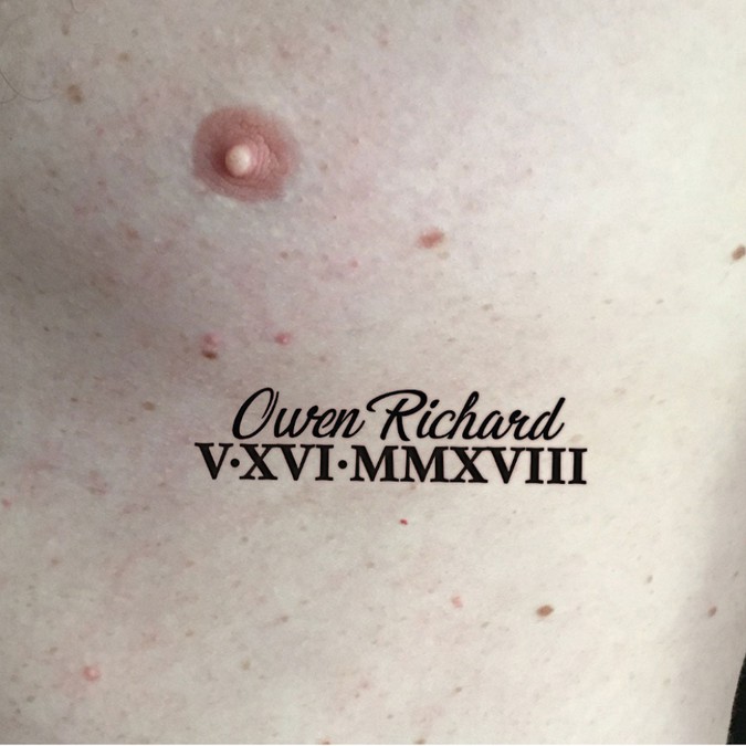 Chest Date Of Birth Tattoos Designs