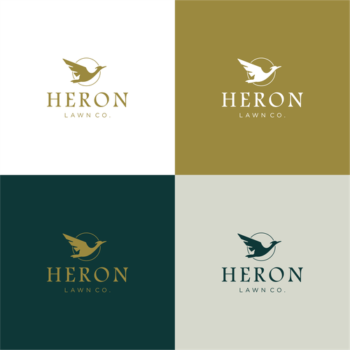 Modern Lawn Care Business with Heron Design by may_moon