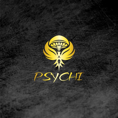 Psychi - a golden Phoenix and wild psilocybin mushrooms Design réalisé par Caddsen