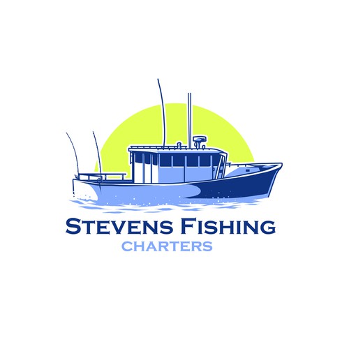 Design a logo for a charter fishing business that is bold, adventurous