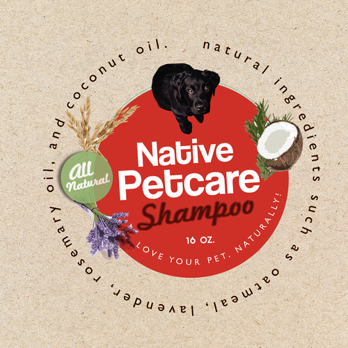 Create a clean, label for Native Petcare, an all-natural dog shampoo! Design by GMarie78