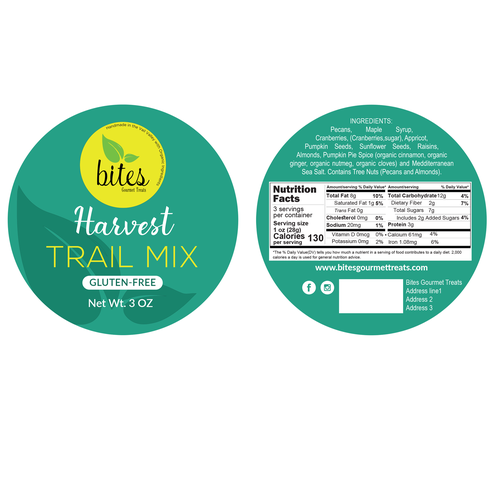 Design a Food Label for Harvest Trail Mix (logo and dieline files included) Design réalisé par 55rova