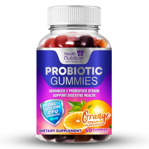 Healthy Probiotic Gummies Label needed for Health Nutrition Design by By.You