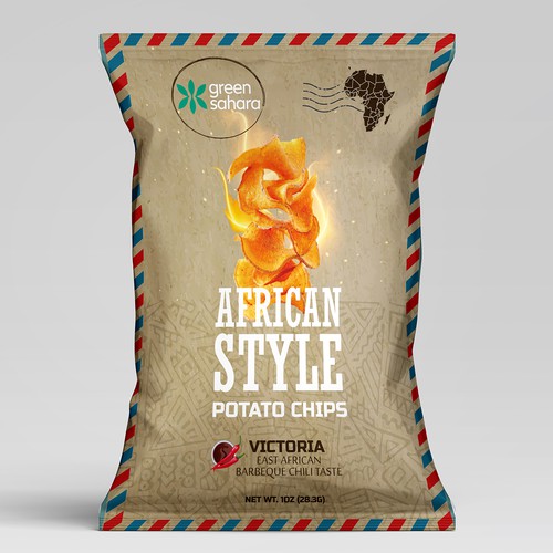 Design African style potato chips packaging Design by Noha.Akkad