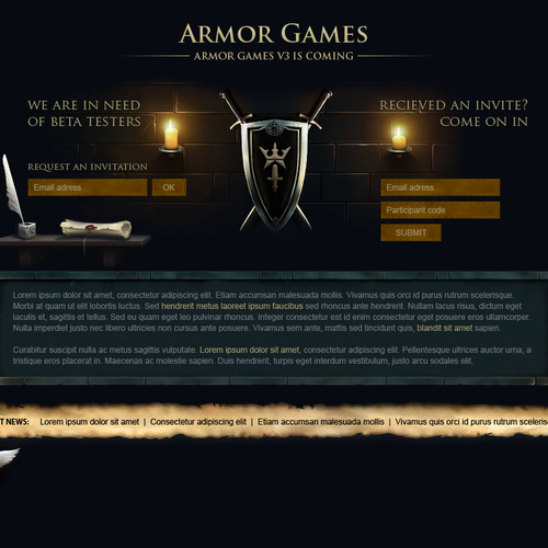 Breath Life Into Armor Games New Brand - Design our Beta Page Design by templatetuners