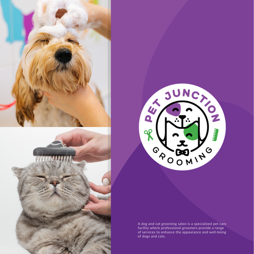 Fun cat and dog grooming salon logo Design by Agyahm°