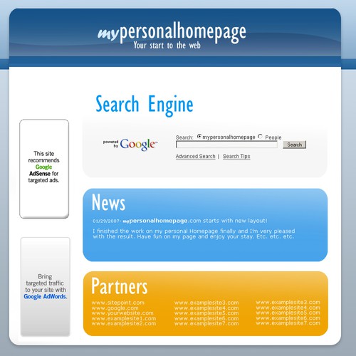 very clean web 2.0 startpage Design von dklicious