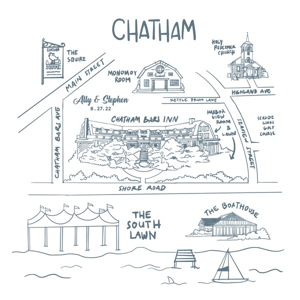 Wedding Invitation Map Illustration