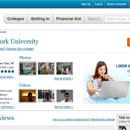 Banner ad for Unigo's College page (e.g. www.unigo.com/nyu) Design por Invanity