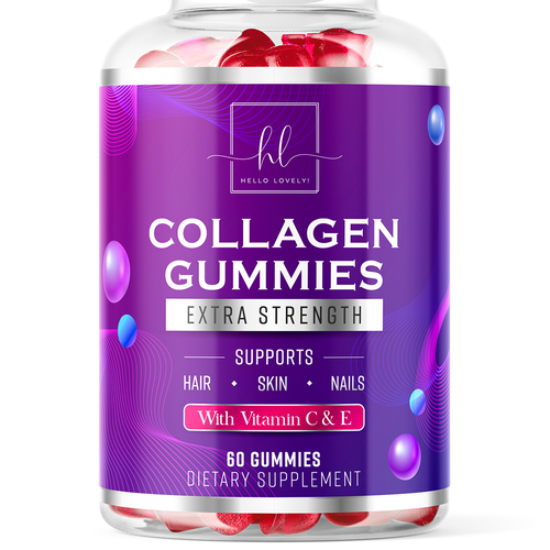 Hello Lovely needs a Collagen Gummies product label Réalisé par ZAKIGRAPH ®