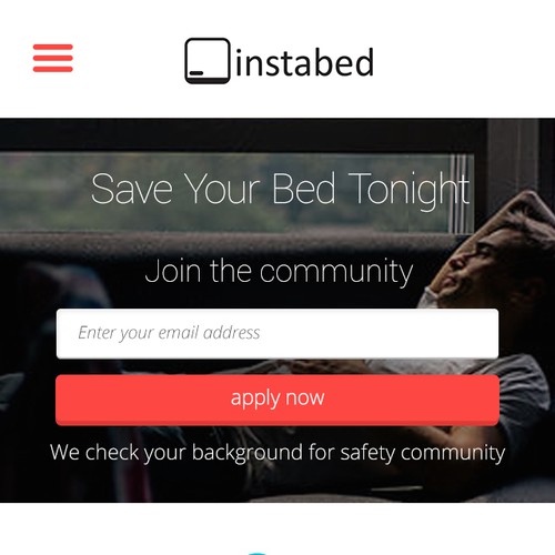 Landing page for simple, on-demand bed booking app Design by oplah