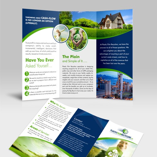 Create a Stylish and Innovative Brochure for a Plastic Recycling