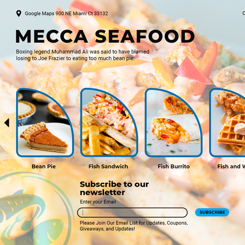 Miami Soul Seafood Restaurant Concept 1 Page Only Design by AndreiaZaytseva®