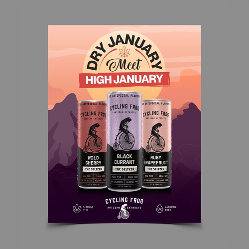 Create a 'Dry January meets High January' poster.  Have Fun, Be Creative, Open to all suggestions. Design by laxman2creative