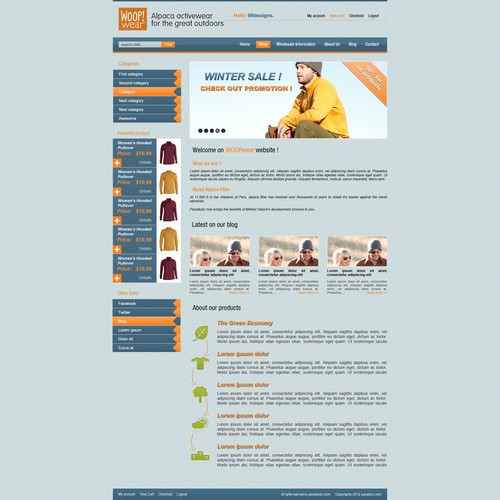 Website Design for Ecommerce Business - Alpaca based clothing company. Design by rsk