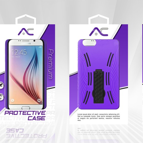 Create a Modern packaging design for a high tech cell phone accessory company something fresh