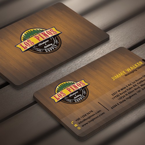 Los Pinos Hardware & Building Supply Business Card Contest! Design by Nerys Design™