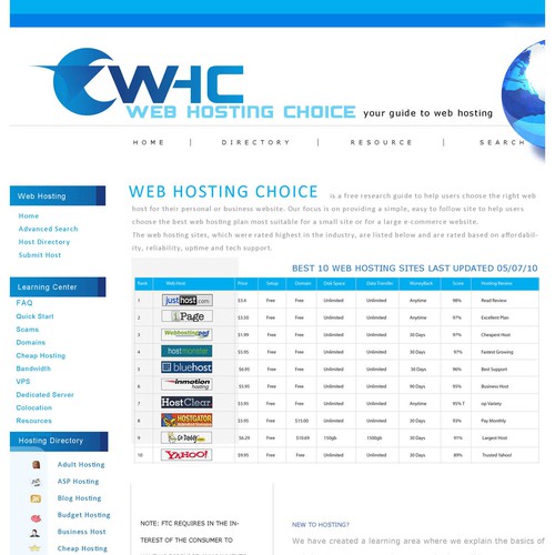 Redesign WebHostingChoice.com Design by sujain