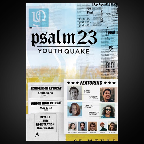 Newspaper themed poster for youth retreat Design by moonlighter