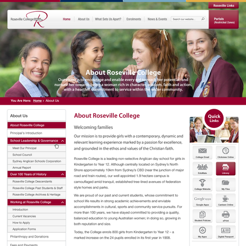 SharePoint Intranet Design for Private Girls School Design by rain is well