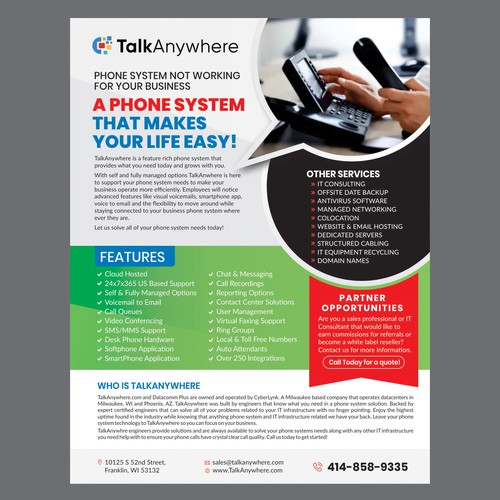 TalkAnywhere Sales Flyer Design by Dzine Solution