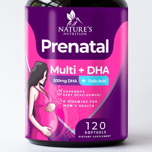 Prenatal Vitamins Label Design needed for Nature's Nutrition Réalisé par R O S H I N