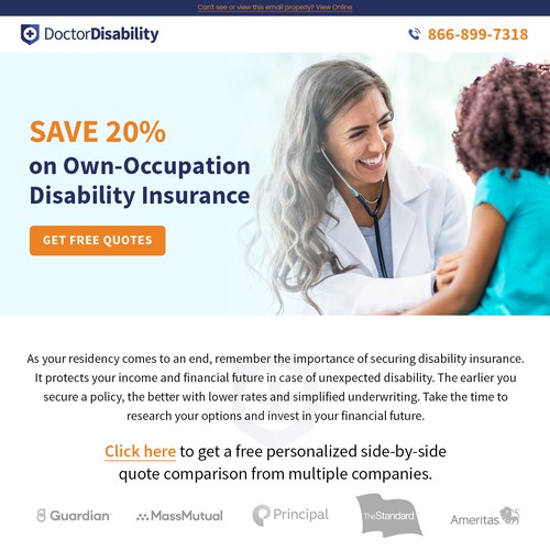 Design an email template for disability insurance for doctors Design by Atul-Arts