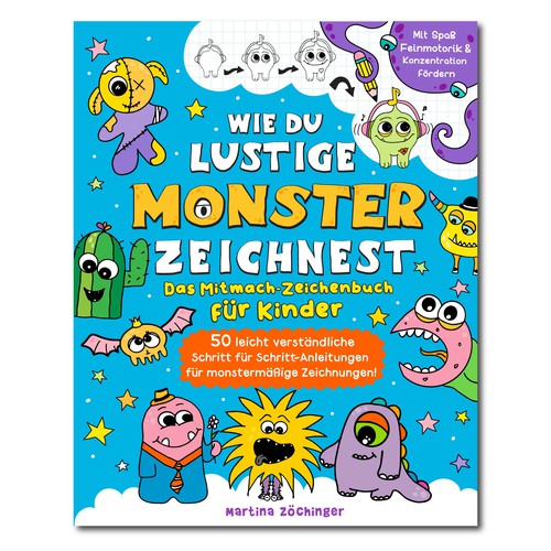 Design a cheerful cover for a monster drawing book for children Design by ALINAsINK