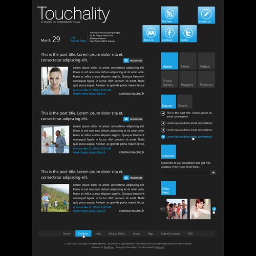Design for Windows Phone 7 Metro UI Wordpress Theme Design by jasin242