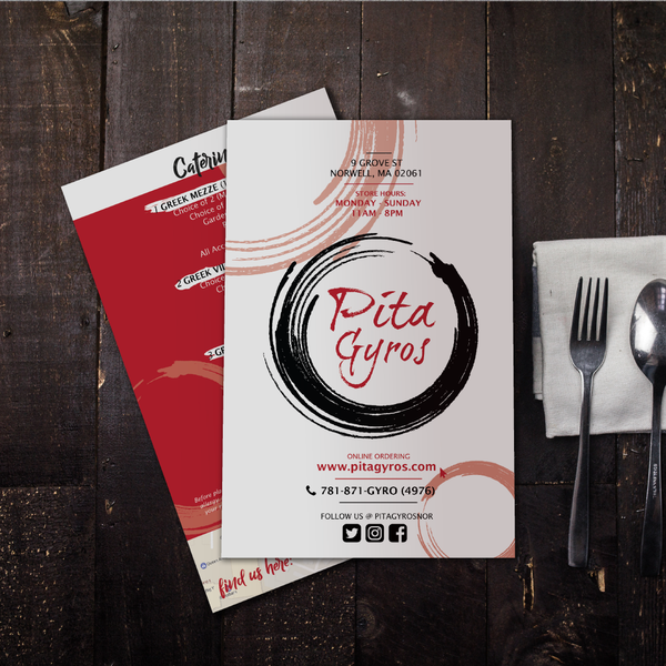 Design by Thrtean Designs titled "Menu Concept for Pita Gyros Greek Restaurant"