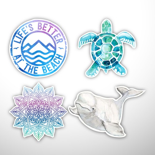 design a beach ocean themed vinyl sticker pack sticker contest 99designs