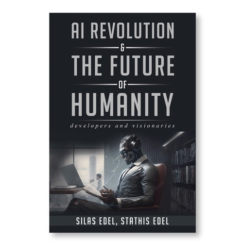 Futuristic AI Book Cover - AI vs Humans/Dark Design by Rashmita
