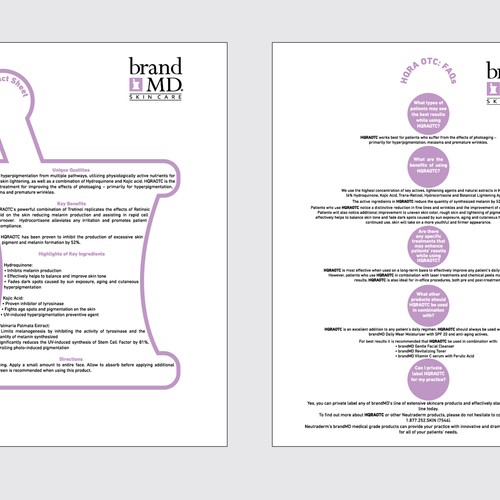 Skin care line seeks creative branding for brochure & fact sheet Diseño de feedback pls