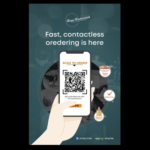 Contactless QR code store front poster to grab attention Design by _Blue_