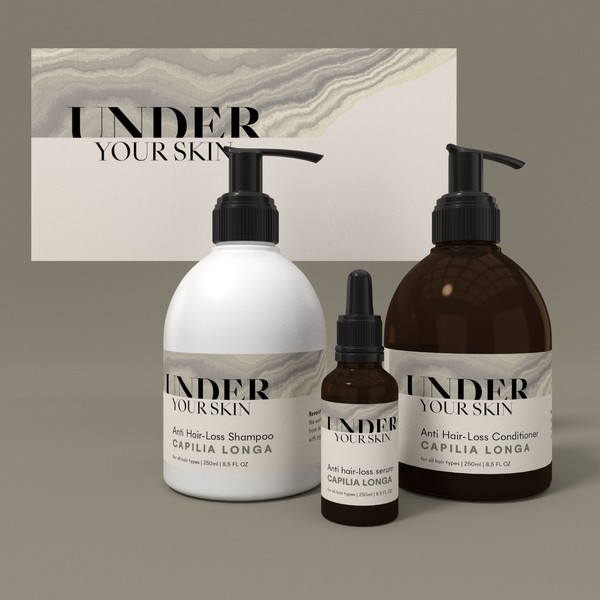 Schampo & Serum bottle packaging for vegan Swedish Haircare brand