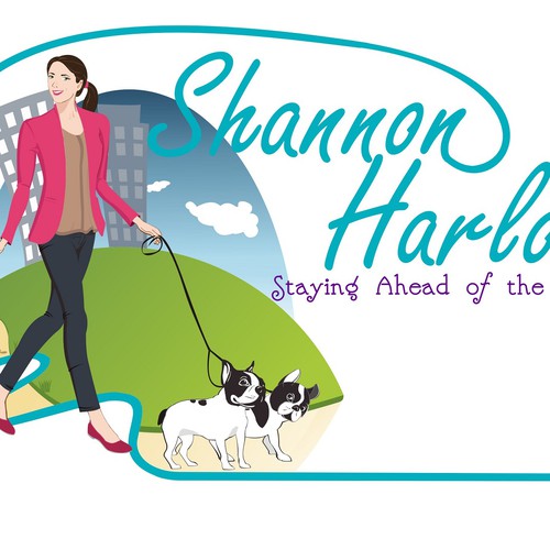 Fun character logo of woman walking two dogs! (for a blog) Design por Bugle250