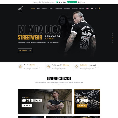 Mi vida loca Streetwear webdesign productpage and homepage Design by AKDCreative