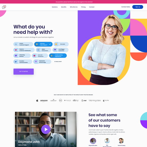 Create an enticing and user and human centric website design for a live chat support service company Design by Ena J