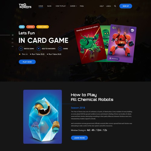 Design "Two Robots" - A card game website (Awesome images included!) Design by OMGuys™