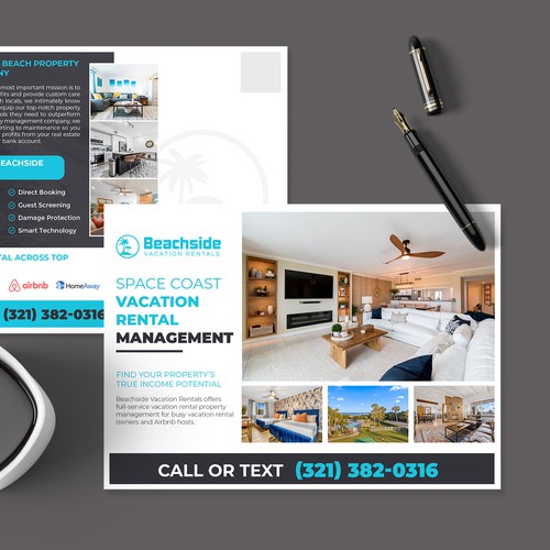 Design a Vacation Rental Management Postcard - Appeal to Property Owners Design by Alphabet ♥
