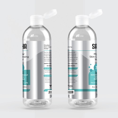 Sacha Micellar Water bottle 500ml Design by SikretStudio